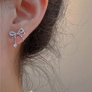 Elegant Silver Bow Earrings